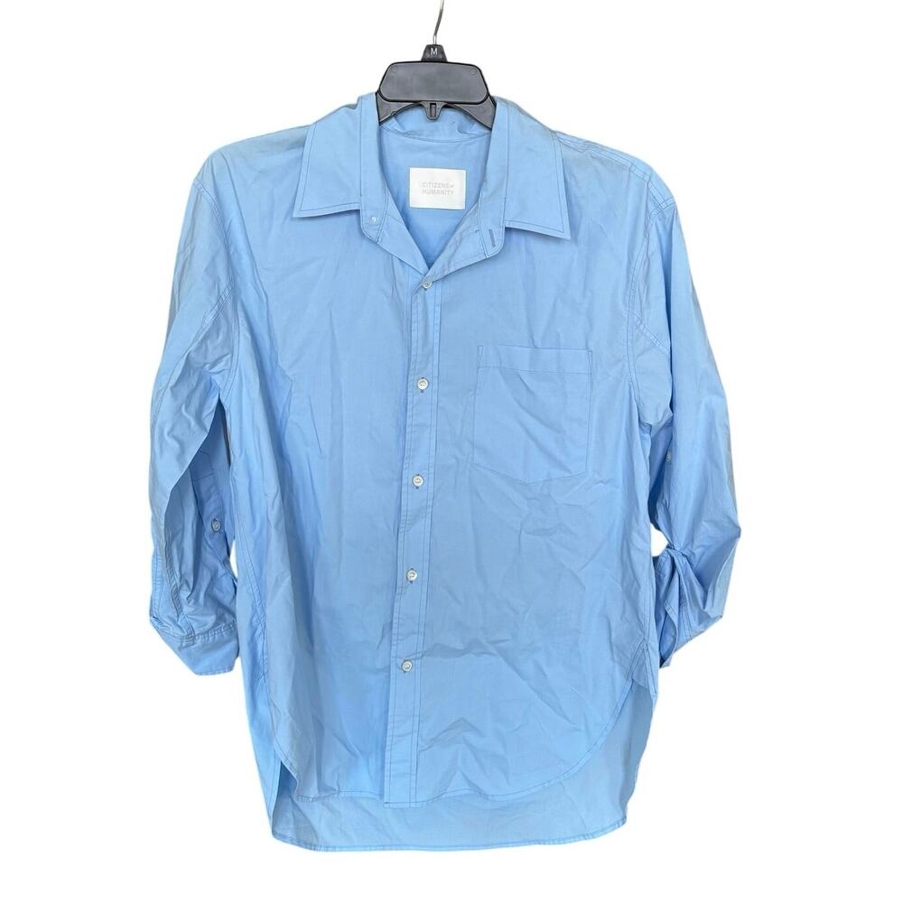 Citizens of Humanity 100% Cotton Blue Kayla Poplin Button Up Shirt Size Medium - Picture 2 of 9